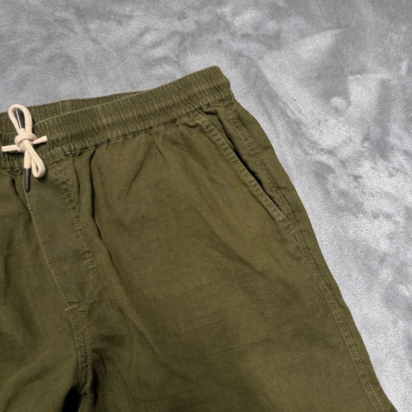Quince Linen Pull On Pants Women L Olive Drawstring Cropped Minimalist Coastal - Picture 5 of 11